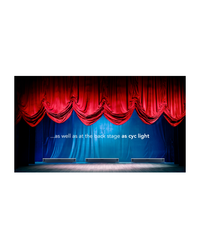 EclCyclorama 100 è un proiettore lineare con ottica soft-edge per applicazioni come CYC o floodlight