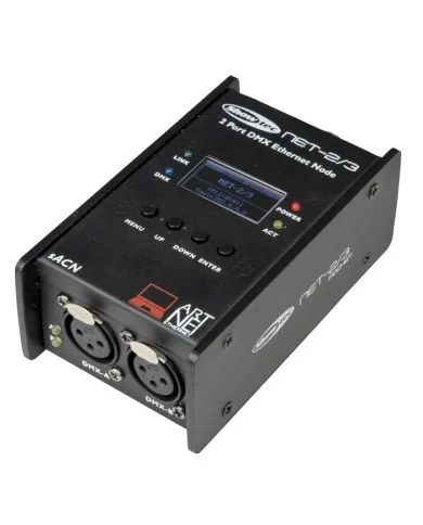 Nodo Artnet-DMX, 2 canali, XLR, 3 poli.2 universi DMX in ingresso o in uscita