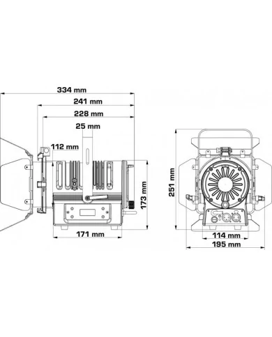 Elegante faro bianco a LED con zoom manuale 10° - 50°. LED da 50watt