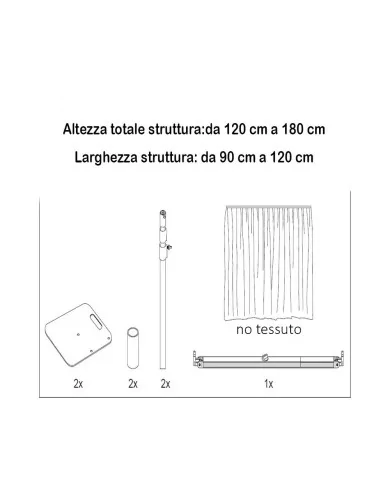 Parete Divisoria Smontabile : Kit 1 alto fino 180cm largo fino 120cm
