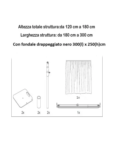 Parete Mobile in Tessuto : Kit 2 alto fino 180 cm largo fino 300 cm