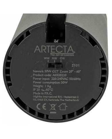 Newark 30 W CCT Zoom 20°–60° binario trifase Newark 30 W CCT Zoom 20°–60° binario trifase