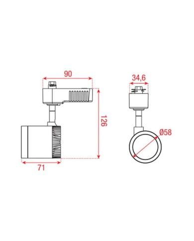 Faretto da binario monofase con alloggiamento in alluminio, prezzo ok