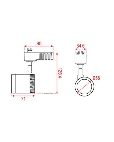 Luce da binario monofase Artecta MR16/G5.3 (RAL9004) - colore bianco