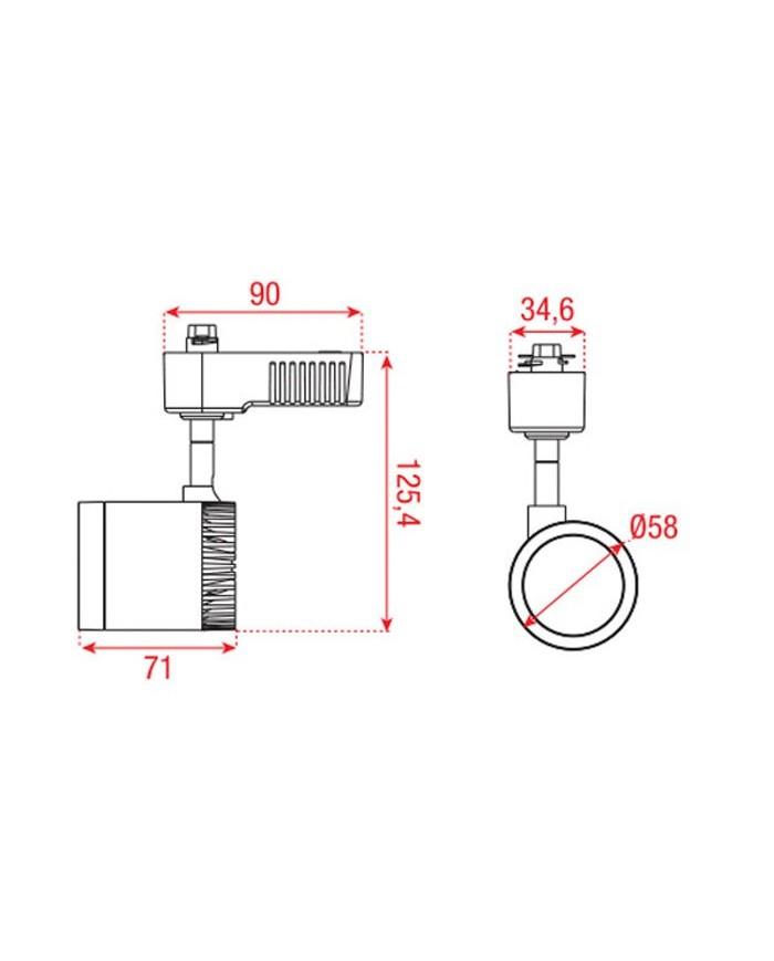 Luce da binario monofase Artecta MR16/G5.3 (RAL9004) - colore bianco