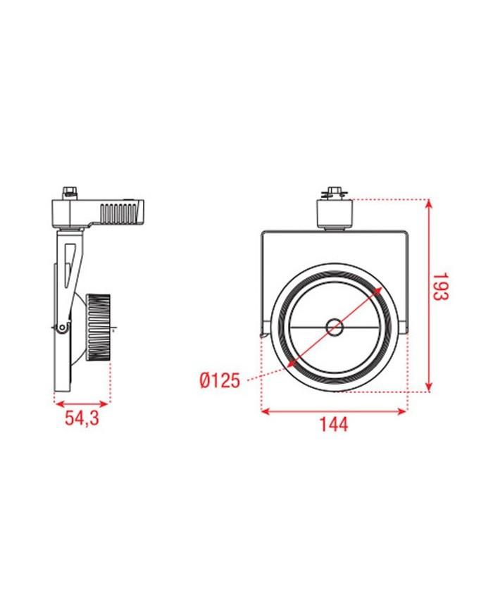 Barcelona Spot binario monofase 111-IRC/G53 (RAL9004) NERO