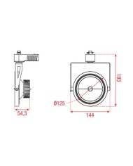 Barcelona Spot binario monofase 111-IRC/G53 (RAL9004) NERO
