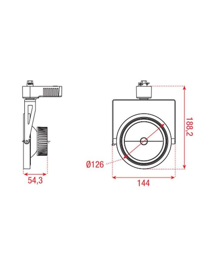 Barcelona Spot binario monofase 111-IRC/G53 (RAL9004) SILVER