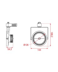 Barcelona Spot binario monofase 111-IRC/G53 (RAL9004) SILVER