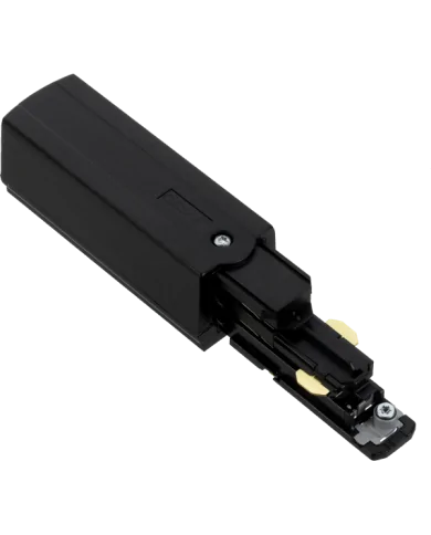 Connettore Global Pulse XTS 3-CCT DALI end feed, terra a sinistra, disponibile in finitura bianca e nera.