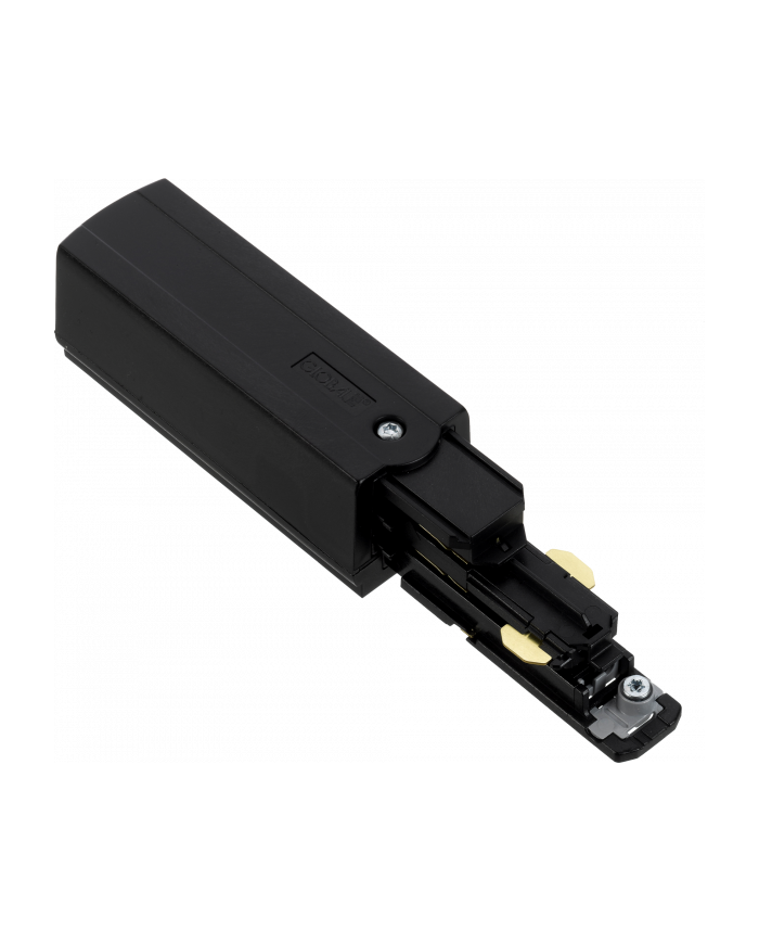 Connettore Global Pulse XTS 3-CCT DALI end feed, terra a sinistra, disponibile in finitura bianca e nera.