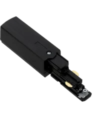 Connettore Global Pulse XTS 3-CCT DALI end feed, terra a sinistra, disponibile in finitura bianca e nera.