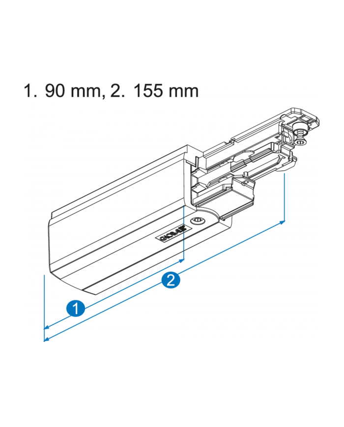 Connettore Global Pulse XTS 3-CCT DALI end feed, terra a sinistra BIANCO