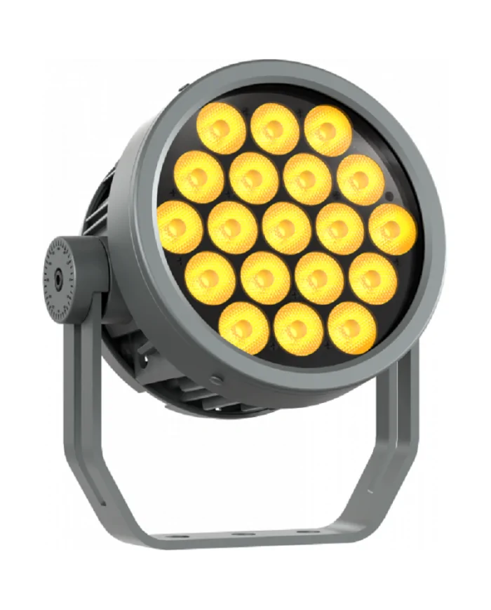 Spot outdoor con una sorgente LED RGB+WarmWhite da 19x 4W , 4600 lumen