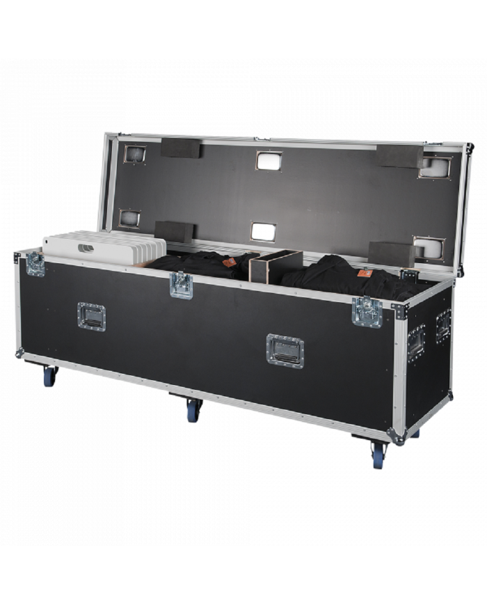 Questo case è progettato per contenere tutti i componenti di 8 set completi di Pipe & Drape con basi da 600 x 600 mm