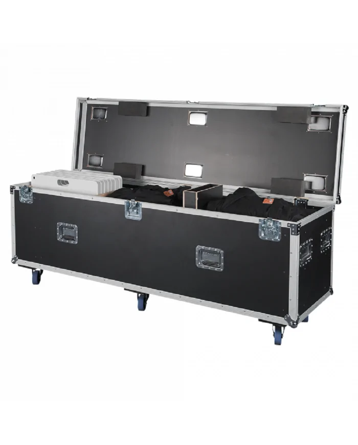 Questo case è progettato per contenere tutti i componenti di 8 set completi di Pipe & Drape con basi da 600 x 600 mm