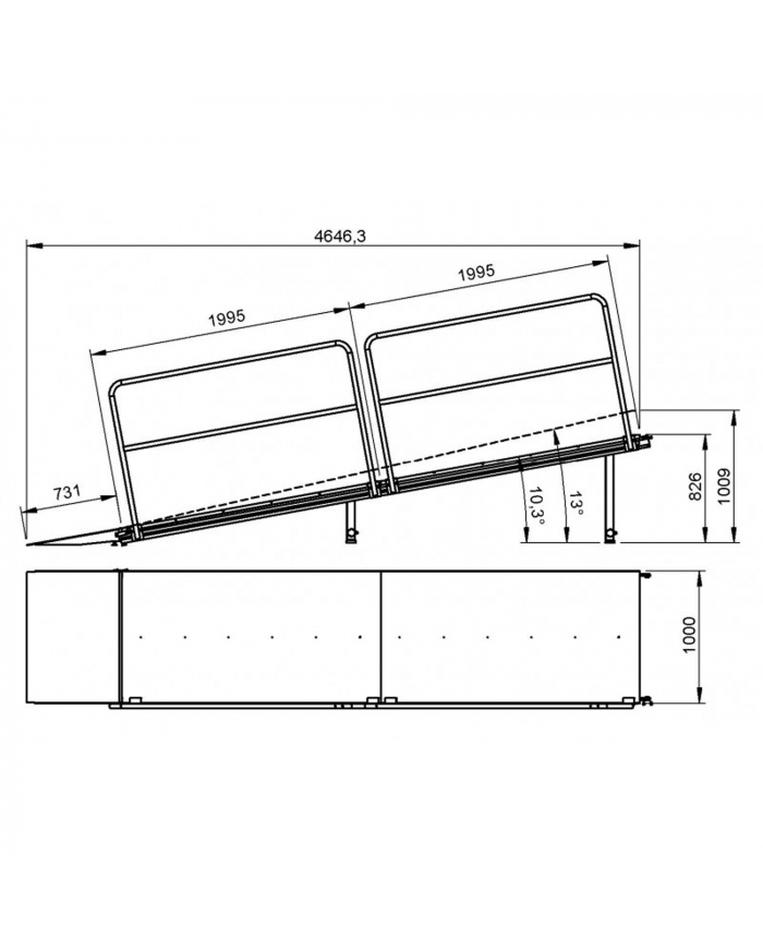 Rampa di accesso disabili in carrozzina su palco o impalcato