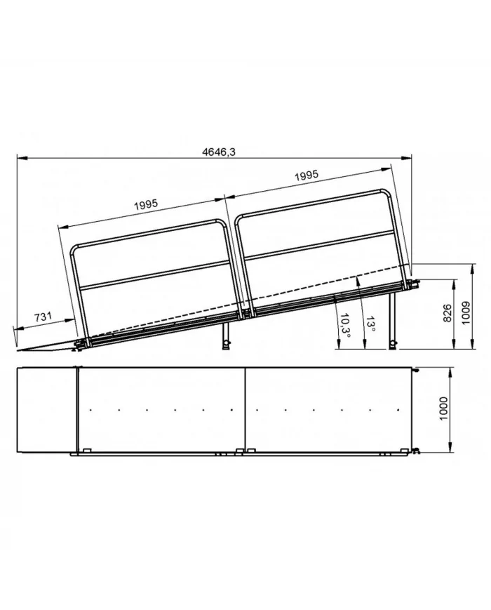 Rampa di accesso disabili in carrozzina su palco o impalcato