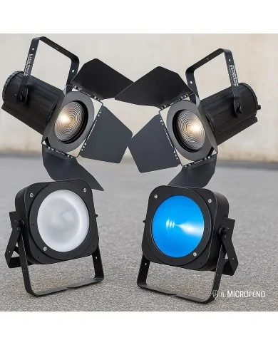 Impianto Luci Led per Teatro Basic 2: 2 spot teatrali e 2 fari LED RGB ampia apertura