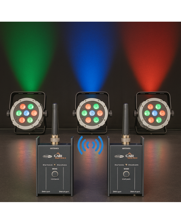 DMX Wireless con un rice trasmettitore senza fili per controllo luci DMX Wireless con un rice trasmettitore senza fili per controllo luci