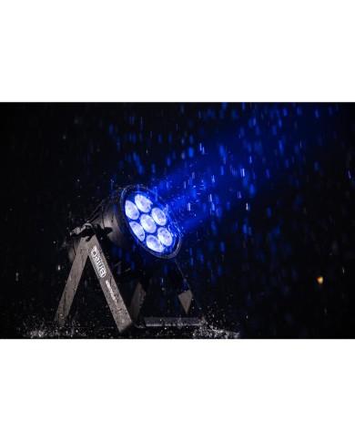 Proiettore a batteria: doppie staffe, batterie DMX wireless integrato