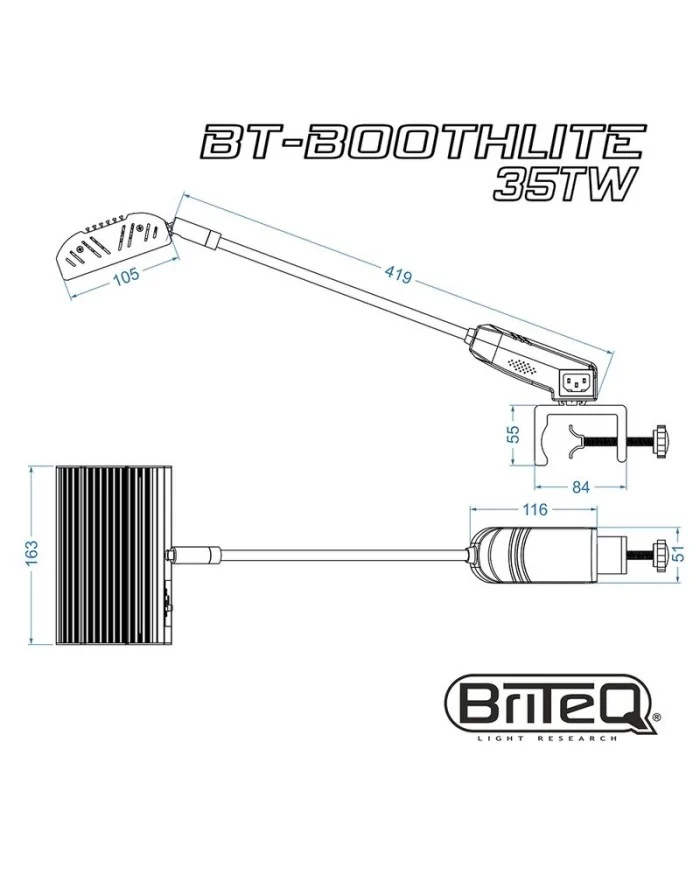 Lampada per stand espositivi da 35 W con 3 impostazioni CCT BT-BOOTHLITE 35TW