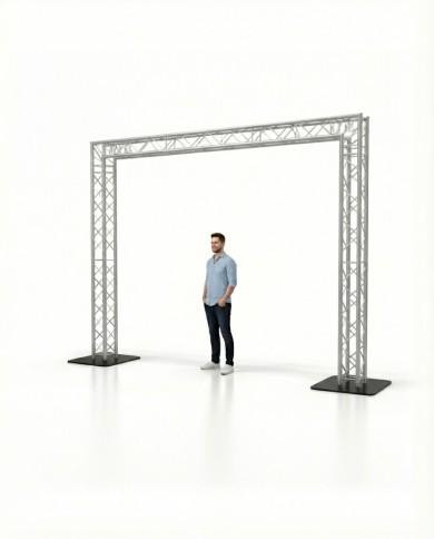 Portale su basi in acciaio da 3 metri x 3 metri in traliccio alluminio