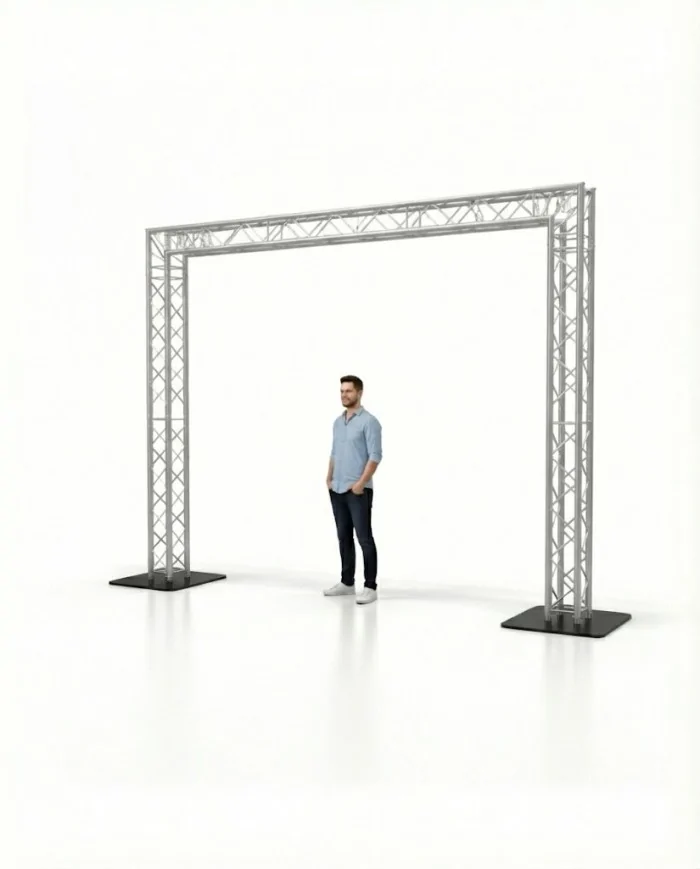 Portale su basi in acciaio da 3 metri x 3 metri in traliccio alluminio