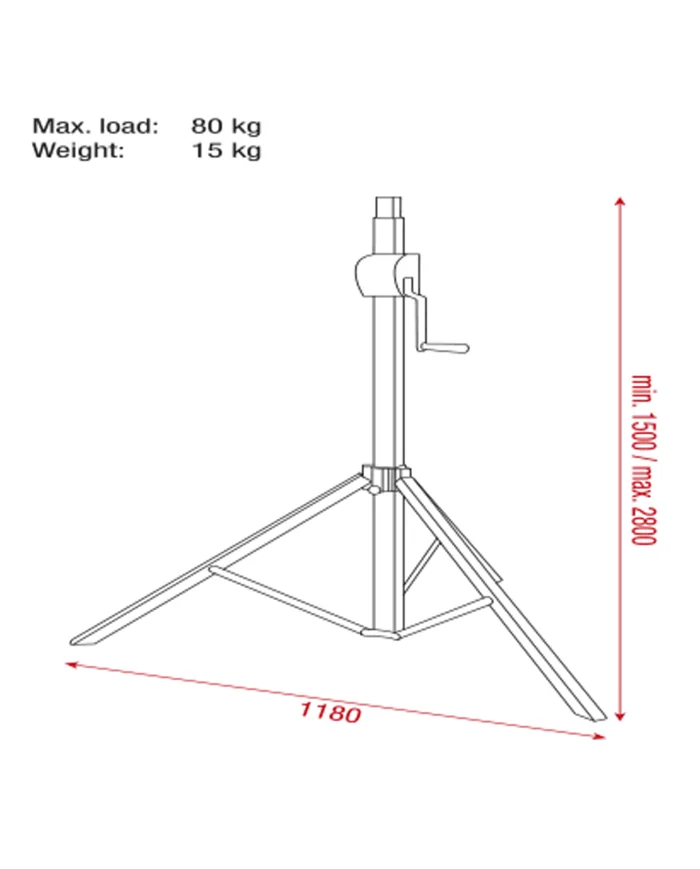 Stativo per luci e fari Basic 2800 Wind up stand:Piantana luci-fari