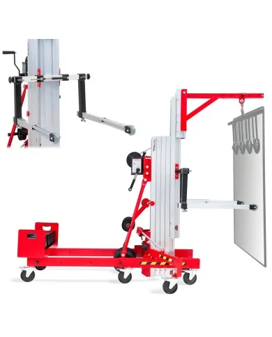 Elevatore per supporto installazione vetri, parabrezza ed insegne