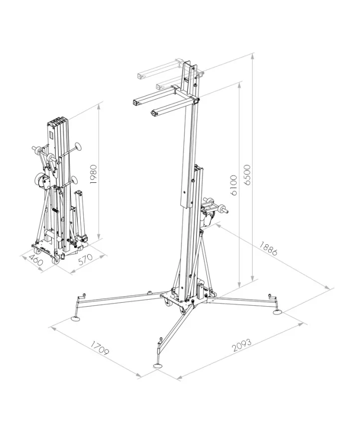 GUIL ULK-500 PLUS Torre di Sollevamento Line Array e Truss 230 kg 6,5