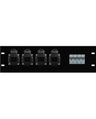 Modulo assemblato 3U rack, 4pz presa CEE 16A 3p, 4 pz interruttore 16A 4,5KA