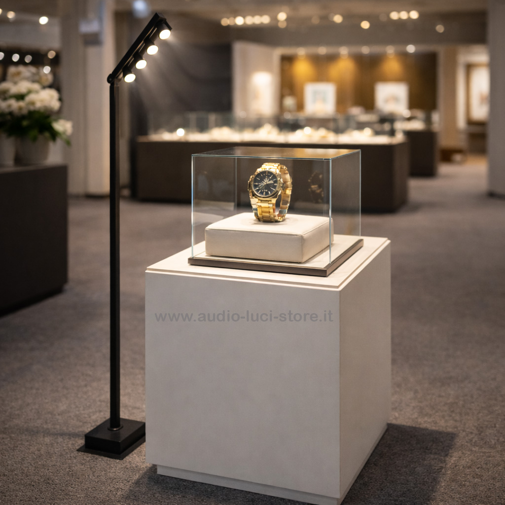 fari a batteria per stand esposizione